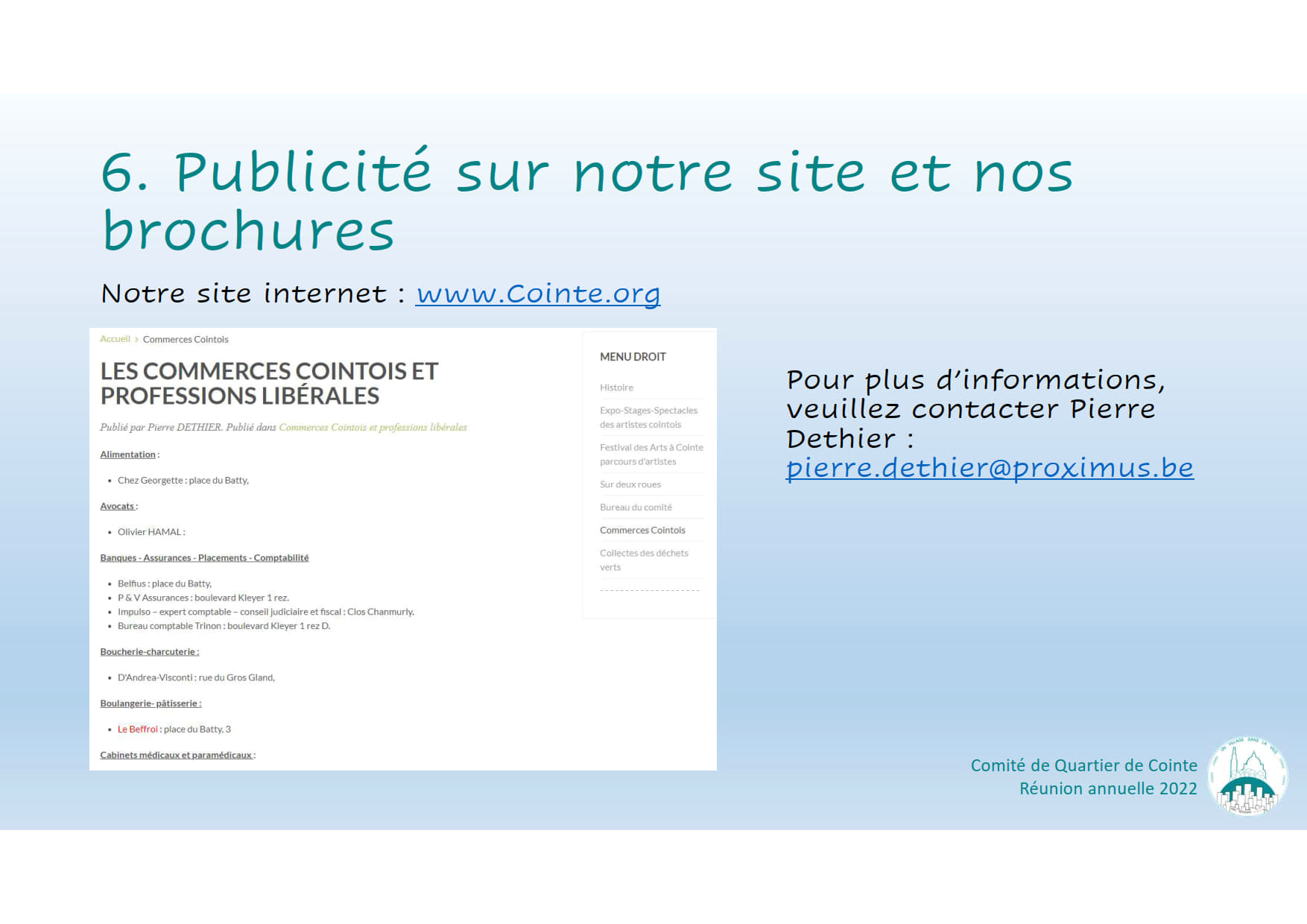 Runion annuelle des habitants de Cointe 080322 18